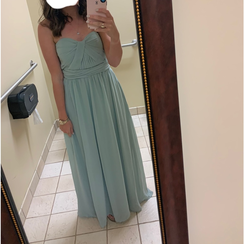 Birdy grey bridesmaid strapless dress, size small, teal/blue/green, long